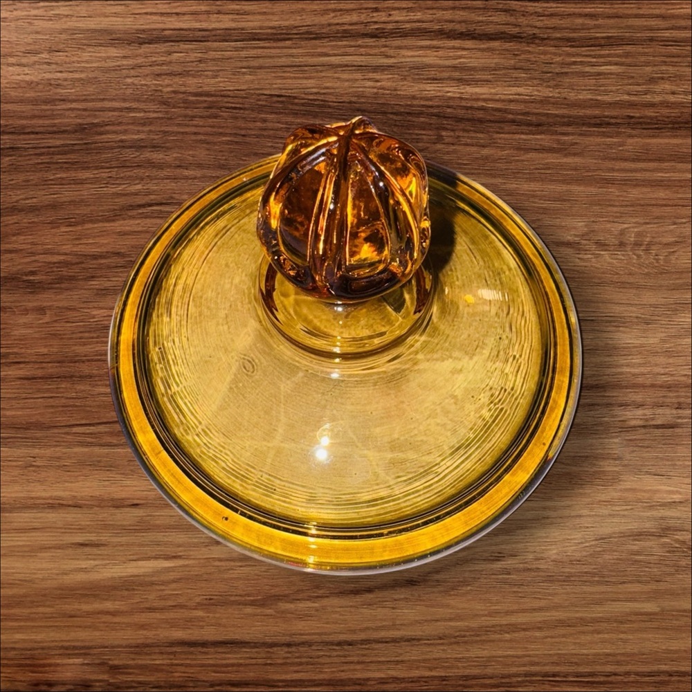 Vintage Antique Amber Glass Replacement Lid Viking